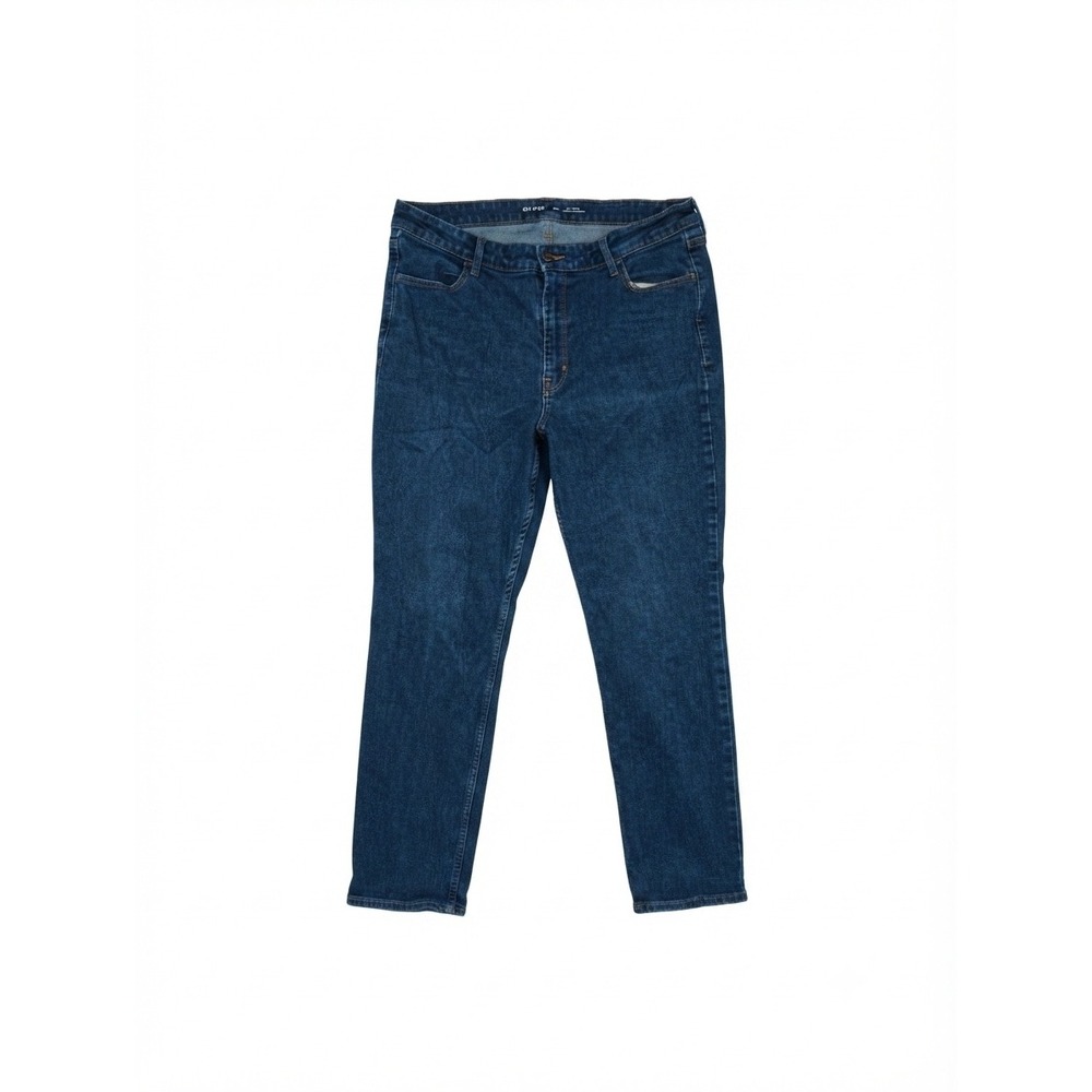 Old Navy Wow Straight Jeans Womens 16 Short High Rise Dark Wash Denim Blue